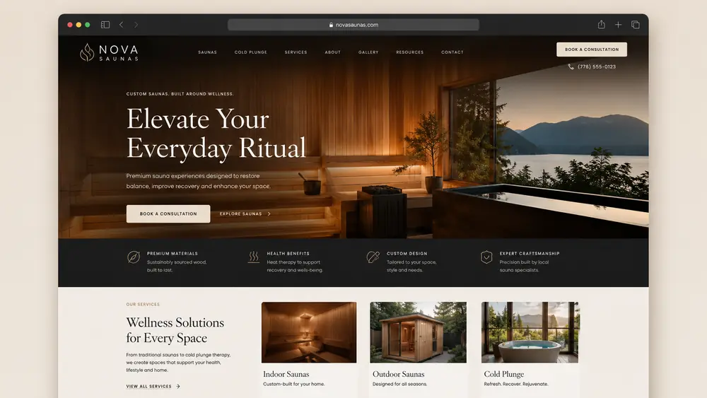 Nova Saunas WordPress website project by OzoPro